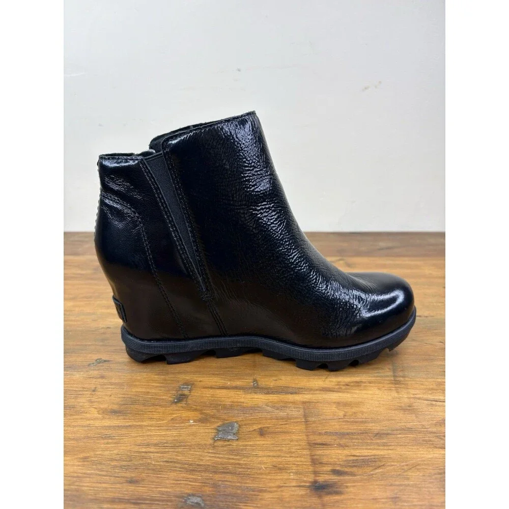 Sorel Joan of Arctic Wedge II Zip Boots 7.5 Womens Black Waterproof Leather
